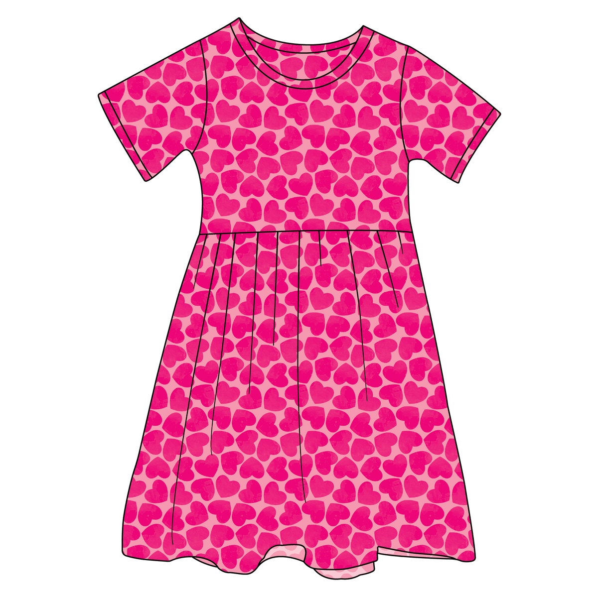Valentine Hearts Bamboo Ruffle Spin Dress (Pre-Order)