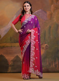 Elegant purple georgette saree with sequence embroidery and matching blouse