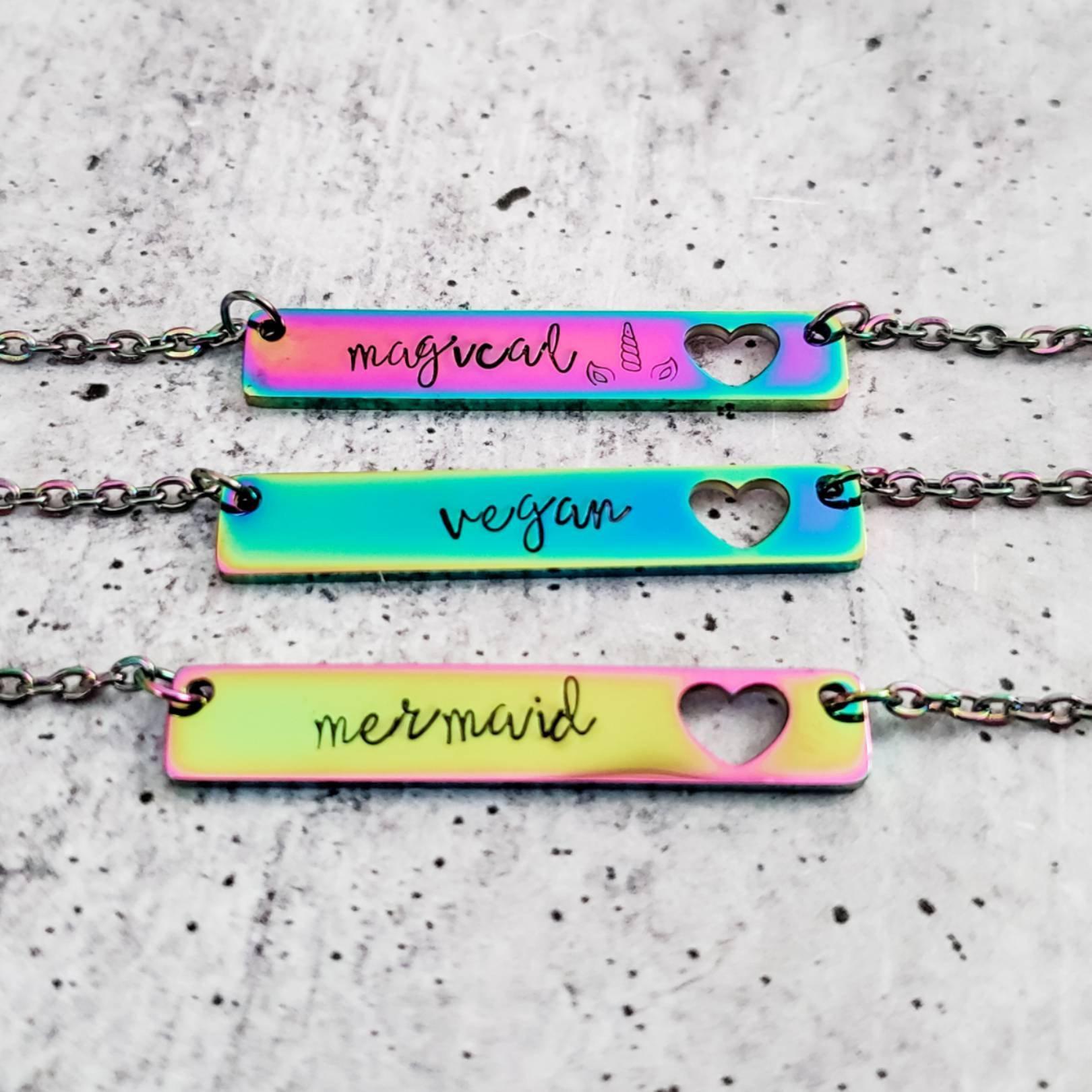 VEGAN Rainbow Bar Necklace