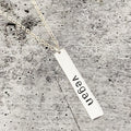 VEGAN Silver Vertical Bar Necklace