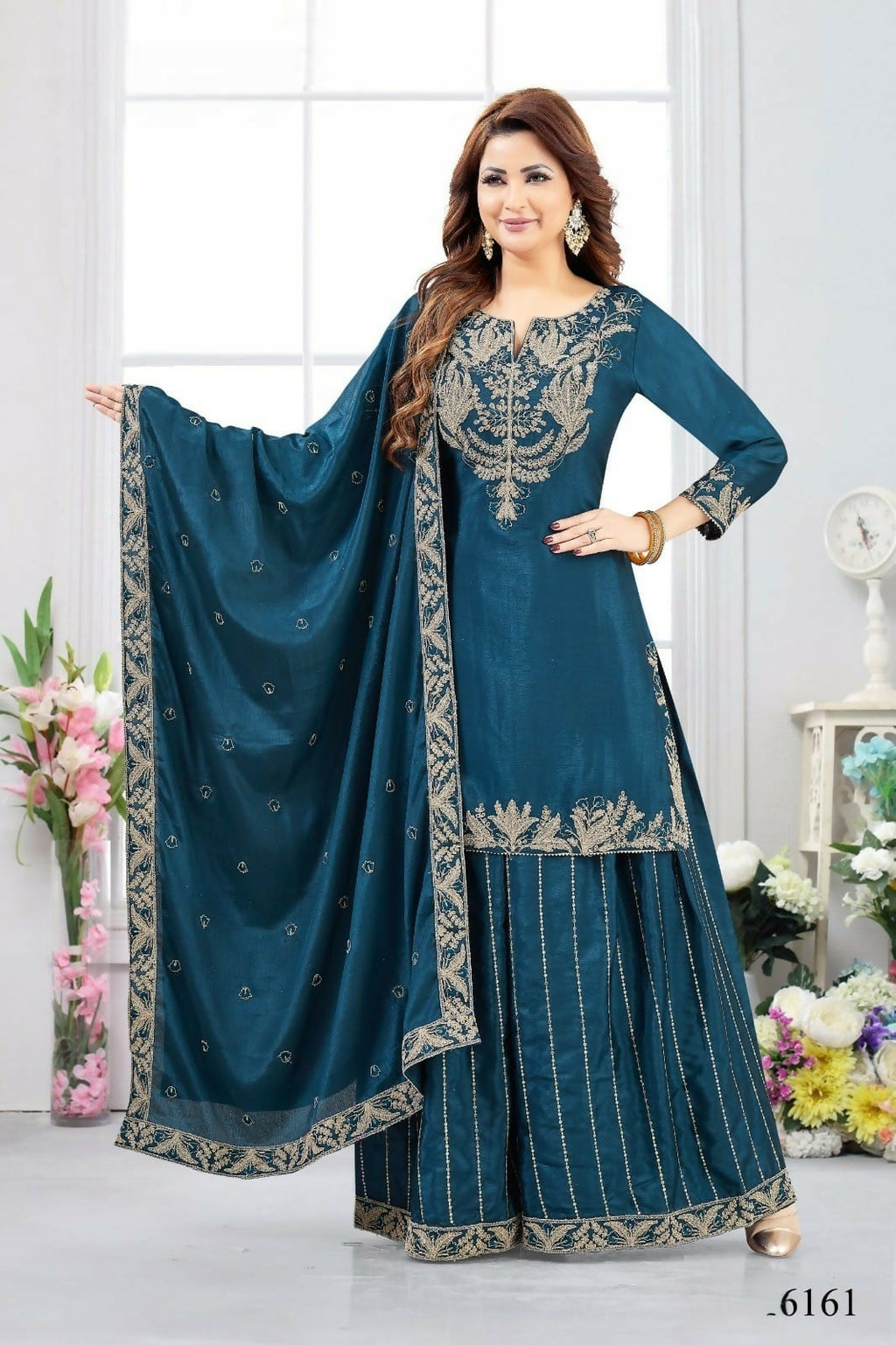 Joban Fashion Chinon Blue Color Kurta Set