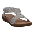 Women's Vianna flat sandals featuring a twisted embellished strap in silver and brown