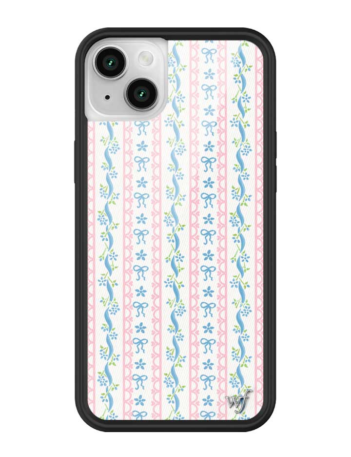 Dollhouse iPhone Case with Pink Lace and Blue Ribbon Pattern - Image 45