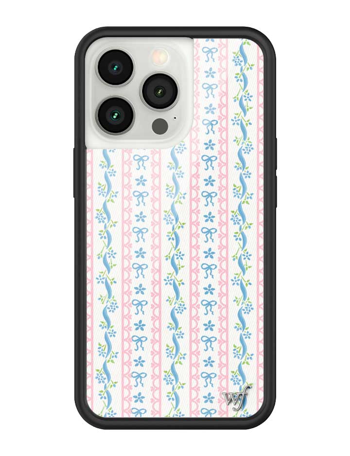 Dollhouse iPhone Case with Pink Lace and Blue Ribbon Pattern - Image 43