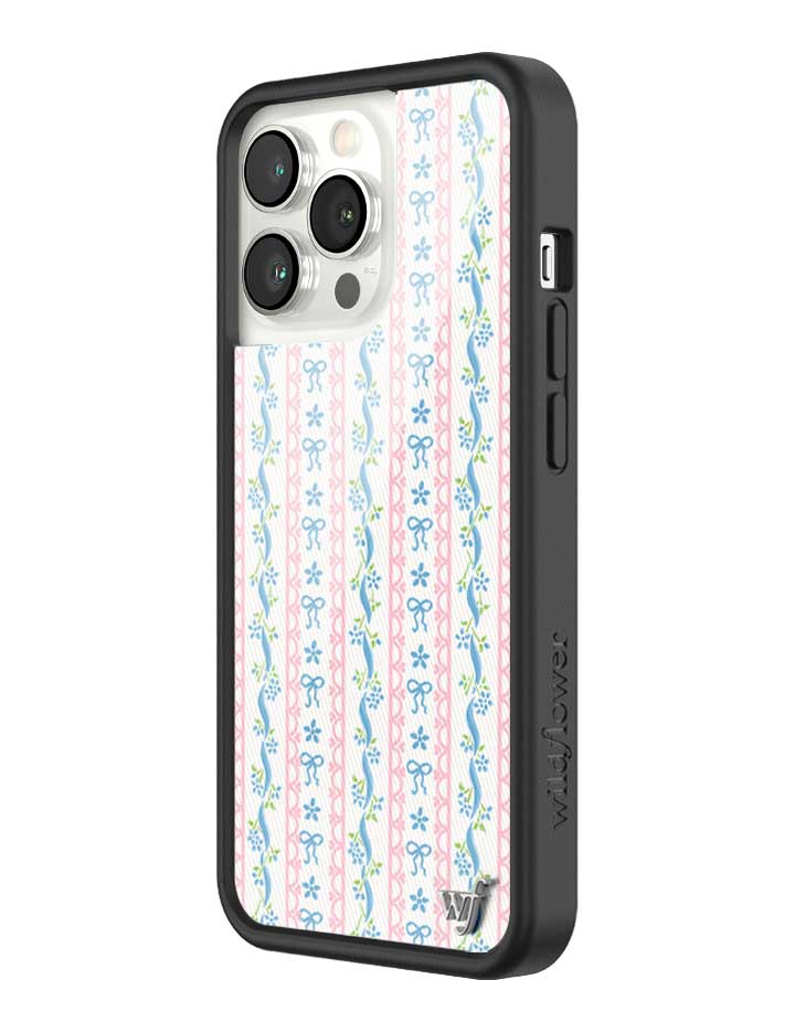Dollhouse iPhone Case with Pink Lace and Blue Ribbon Pattern - Image 44