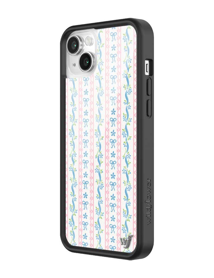 Dollhouse iPhone Case with Pink Lace and Blue Ribbon Pattern - Image 40