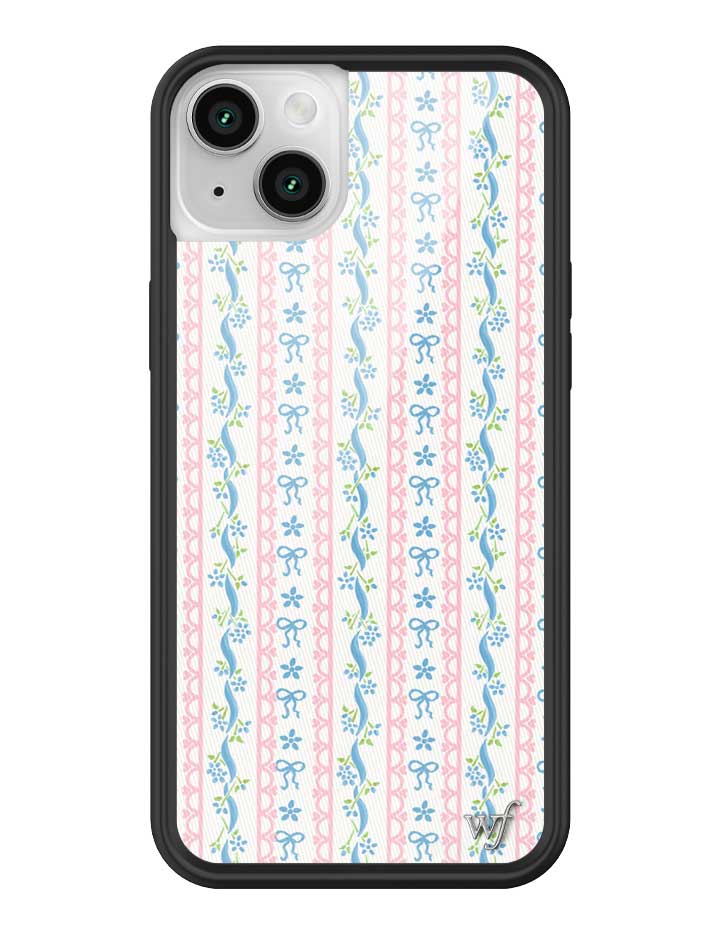 Dollhouse iPhone Case with Pink Lace and Blue Ribbon Pattern - Image 35