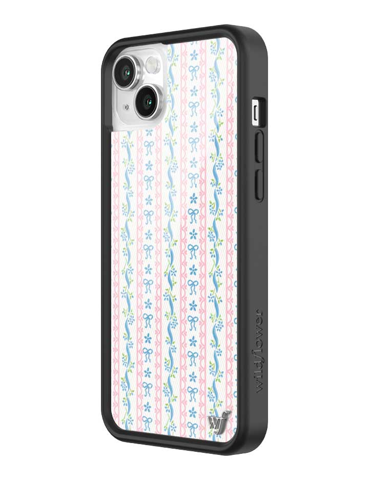 Dollhouse iPhone Case with Pink Lace and Blue Ribbon Pattern - Image 36