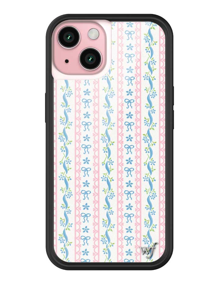 Dollhouse iPhone Case with Pink Lace and Blue Ribbon Pattern - Image 31