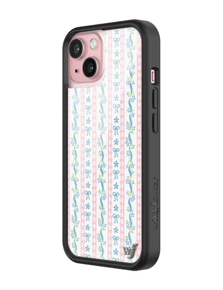 Dollhouse iPhone Case with Pink Lace and Blue Ribbon Pattern - Image 32