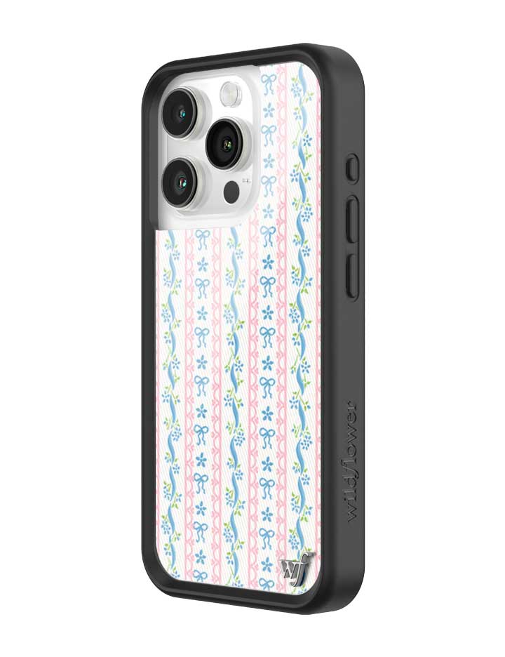 Dollhouse iPhone Case with Pink Lace and Blue Ribbon Pattern - Image 30