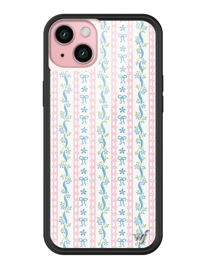 Dollhouse iPhone Case with Pink Lace and Blue Ribbon Pattern - Image 27