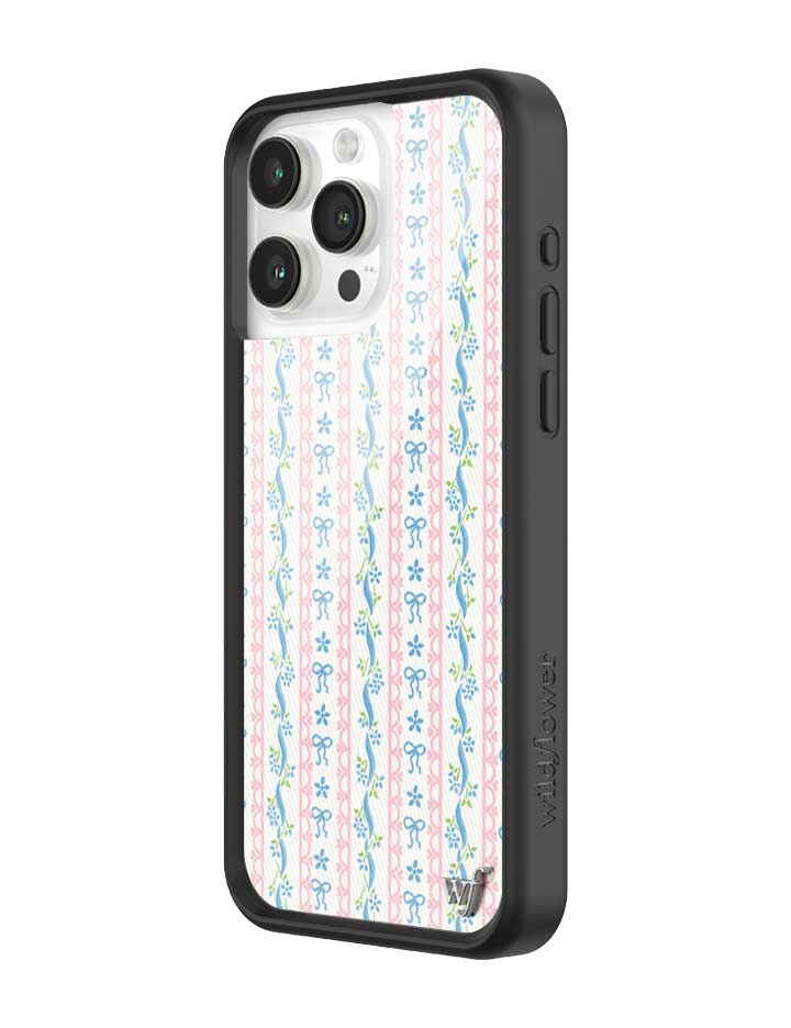 Dollhouse iPhone Case with Pink Lace and Blue Ribbon Pattern - Image 26