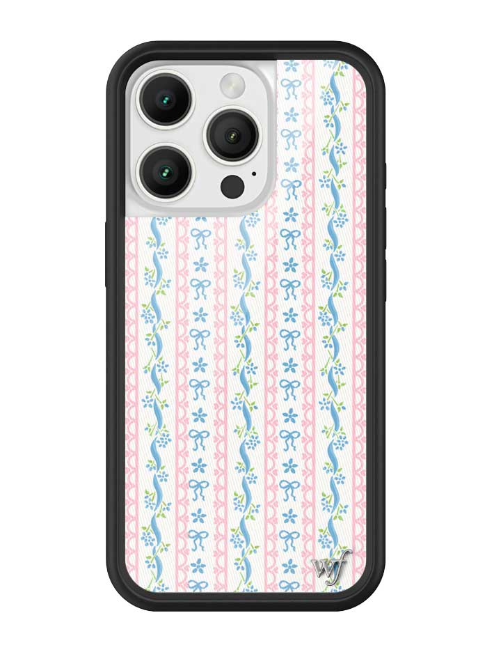 Dollhouse iPhone Case with Pink Lace and Blue Ribbon Pattern - Image 19