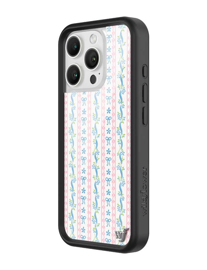 Dollhouse iPhone Case with Pink Lace and Blue Ribbon Pattern - Image 20