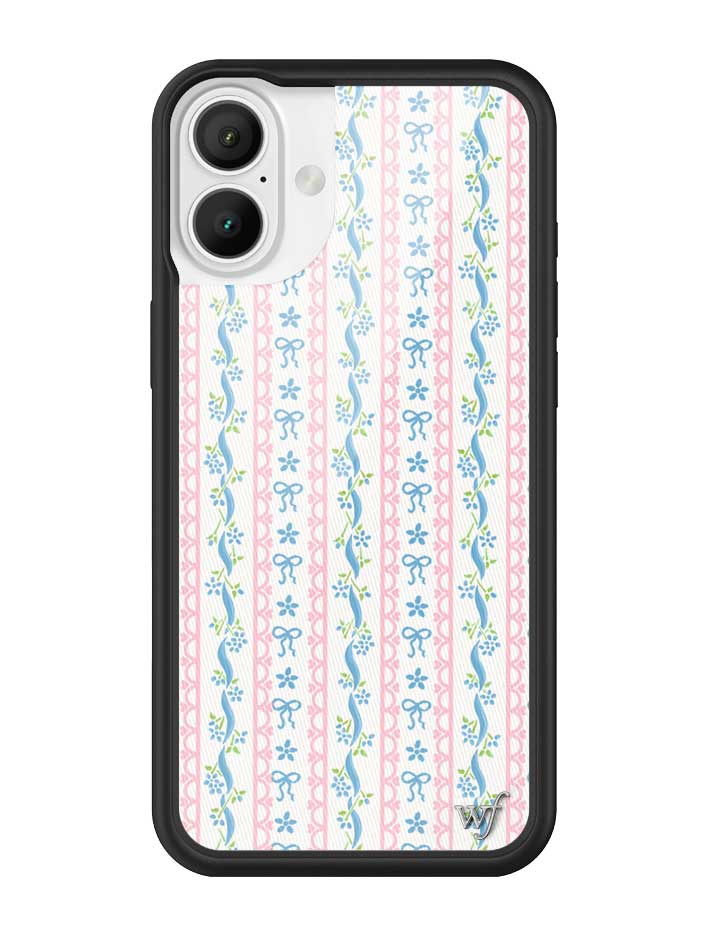 Dollhouse iPhone Case with Pink Lace and Blue Ribbon Pattern - Image 17
