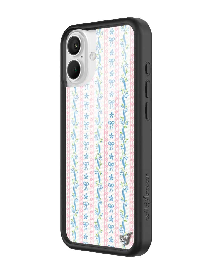 Dollhouse iPhone Case with Pink Lace and Blue Ribbon Pattern - Image 18