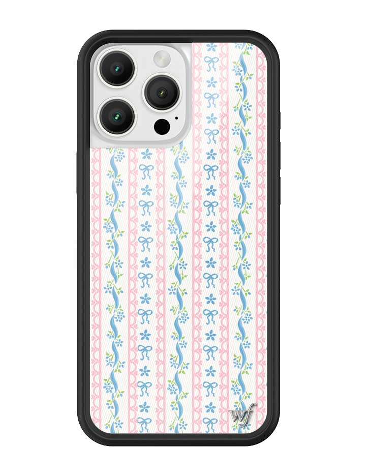 Dollhouse iPhone Case with Pink Lace and Blue Ribbon Pattern - Image 15