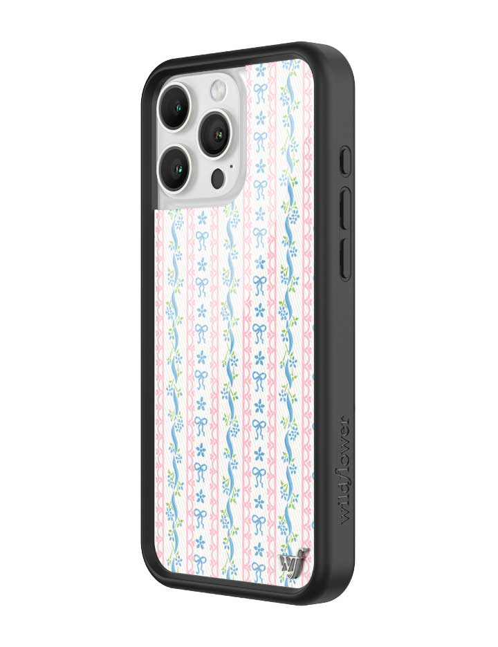 Dollhouse iPhone Case with Pink Lace and Blue Ribbon Pattern - Image 16