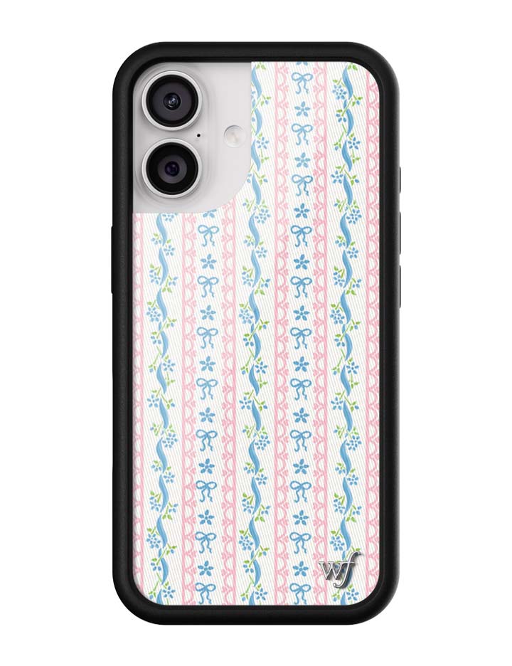 Dollhouse iPhone Case with Pink Lace and Blue Ribbon Pattern - Image 7