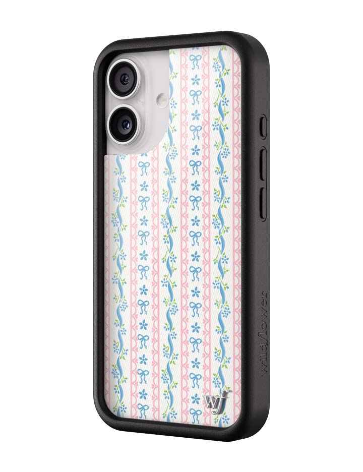 Dollhouse iPhone Case with Pink Lace and Blue Ribbon Pattern - Image 8