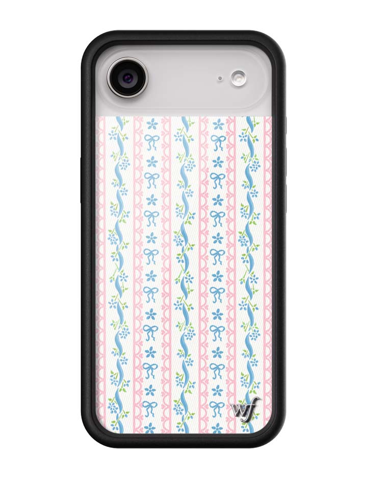 Dollhouse iPhone Case with Pink Lace and Blue Ribbon Pattern - Image 12