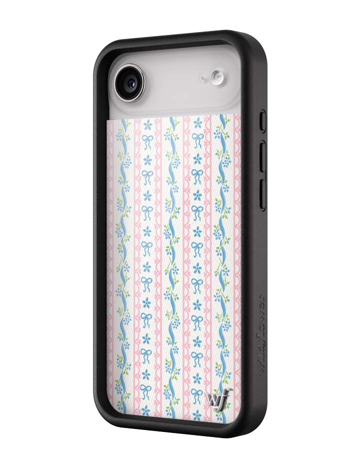 Dollhouse iPhone Case with Pink Lace and Blue Ribbon Pattern - Image 13