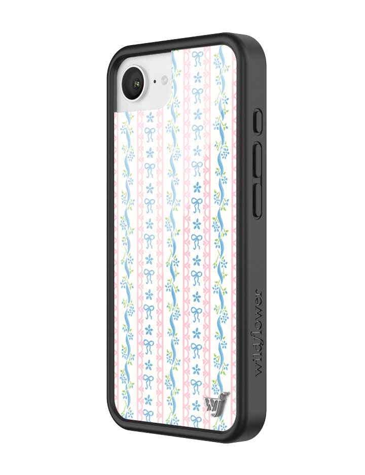 Dollhouse iPhone Case with Pink Lace and Blue Ribbon Pattern - Image 11