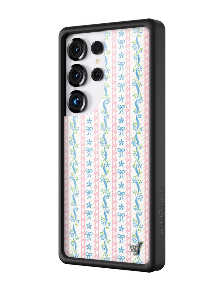 Dollhouse Samsung Galaxy Case with Pink Lace and Blue Bows - Image 2