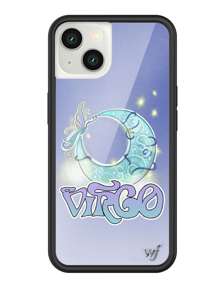 Virgo Zodiac Moon iPhone Case with Purple Butterfly and Sapphire