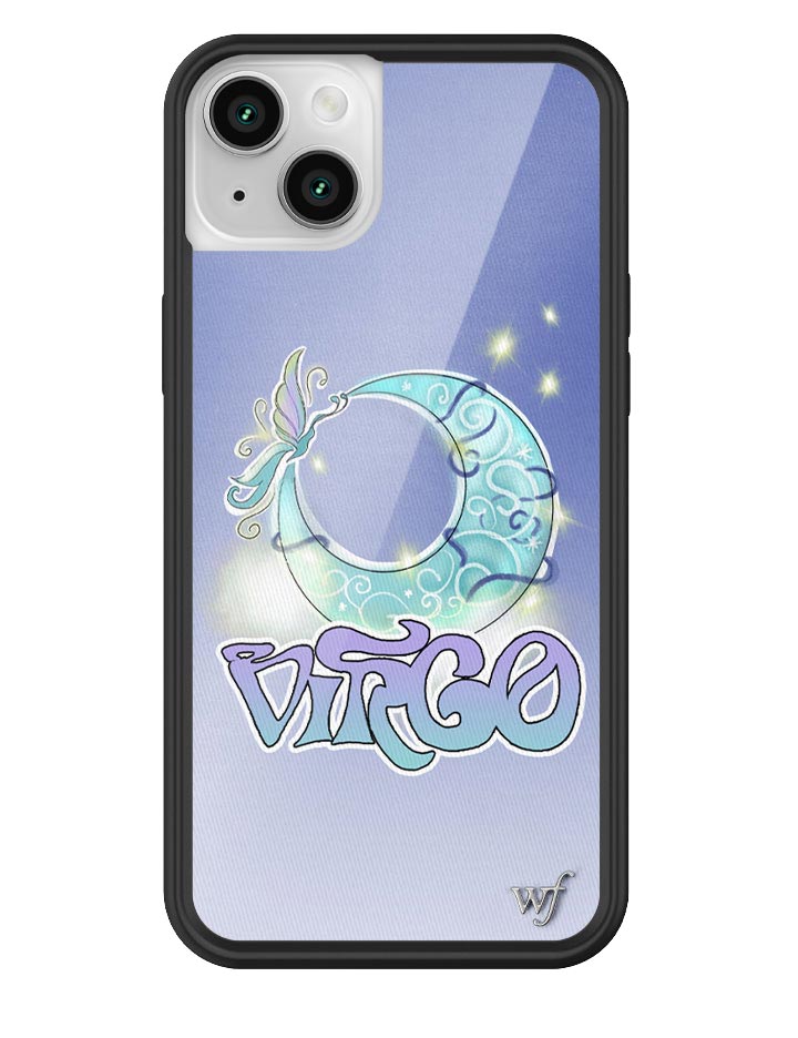 Virgo Zodiac Moon iPhone Case with Purple Butterfly and Sapphire