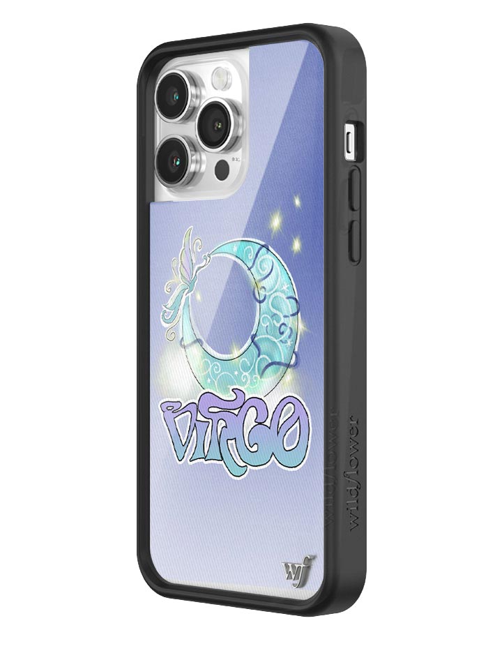 Virgo Zodiac Moon iPhone Case with Purple Butterfly and Sapphire