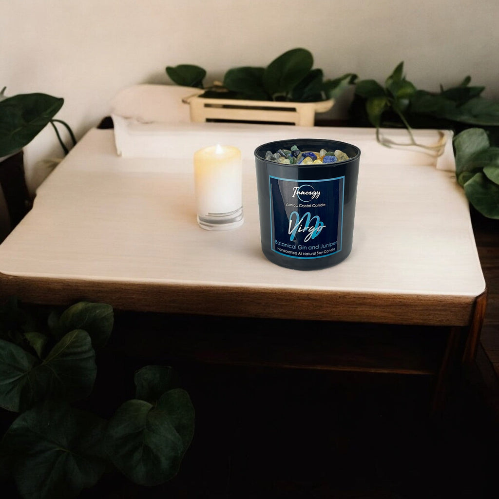 Virgo Zodiac Crystal Candle, 10oz