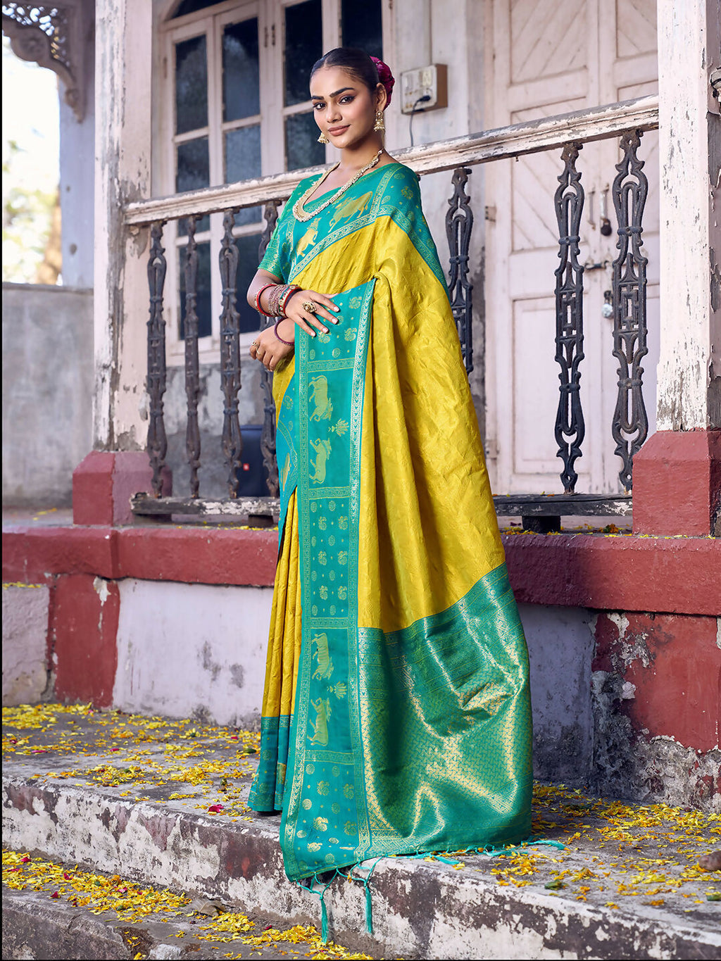 Mustard Soft Silk Saree with Matching Blouse