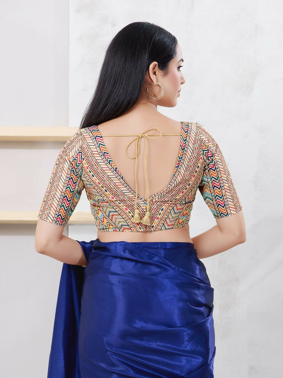 Light-Gold Shifli Sleeveless Blouse with V-Neck