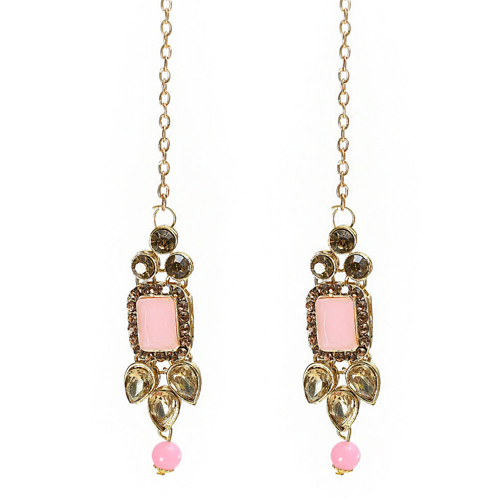 Baby Pink Gold-Polished Brass Kundan Stone Statement Choker