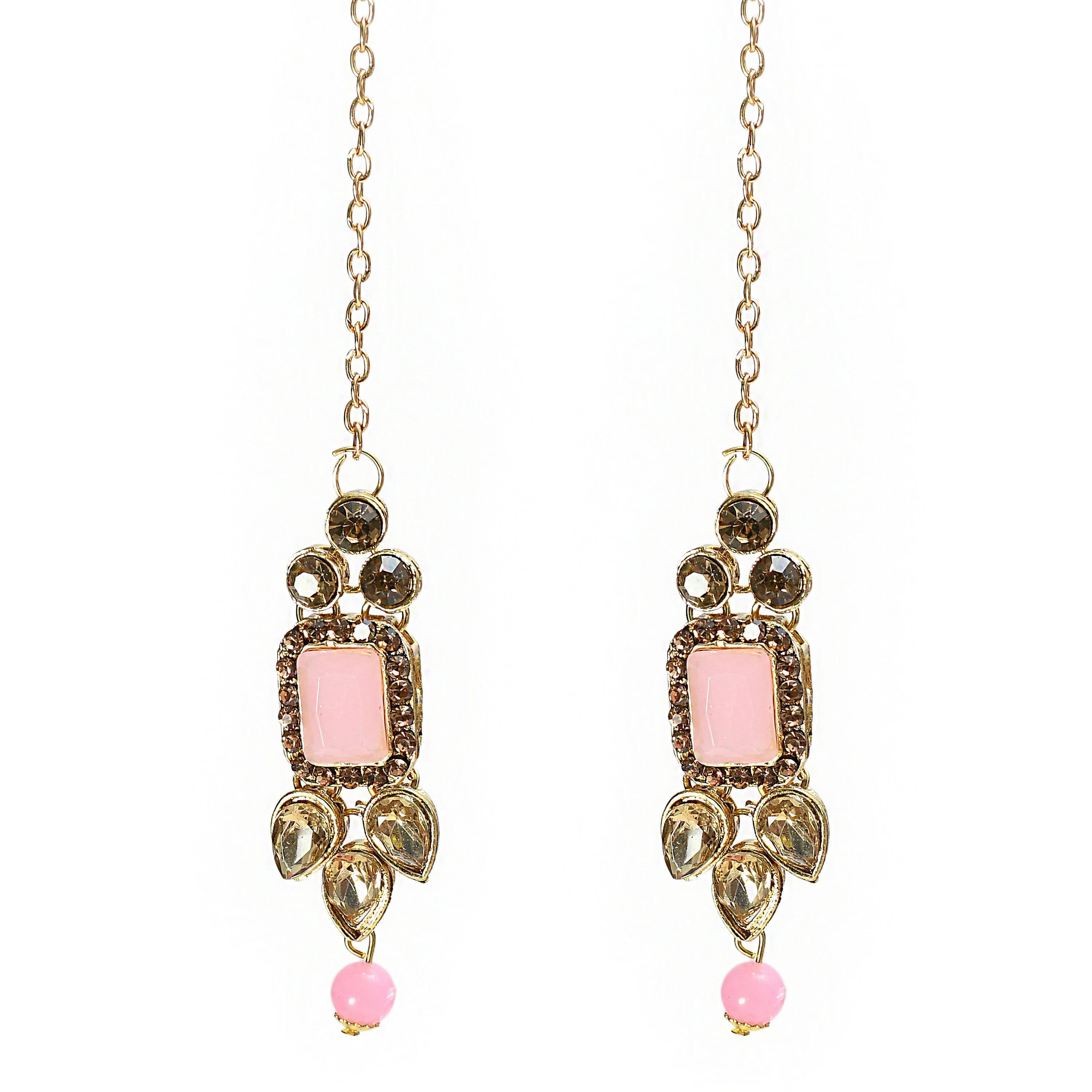 Baby Pink Gold-Polished Brass Kundan Stone Statement Choker