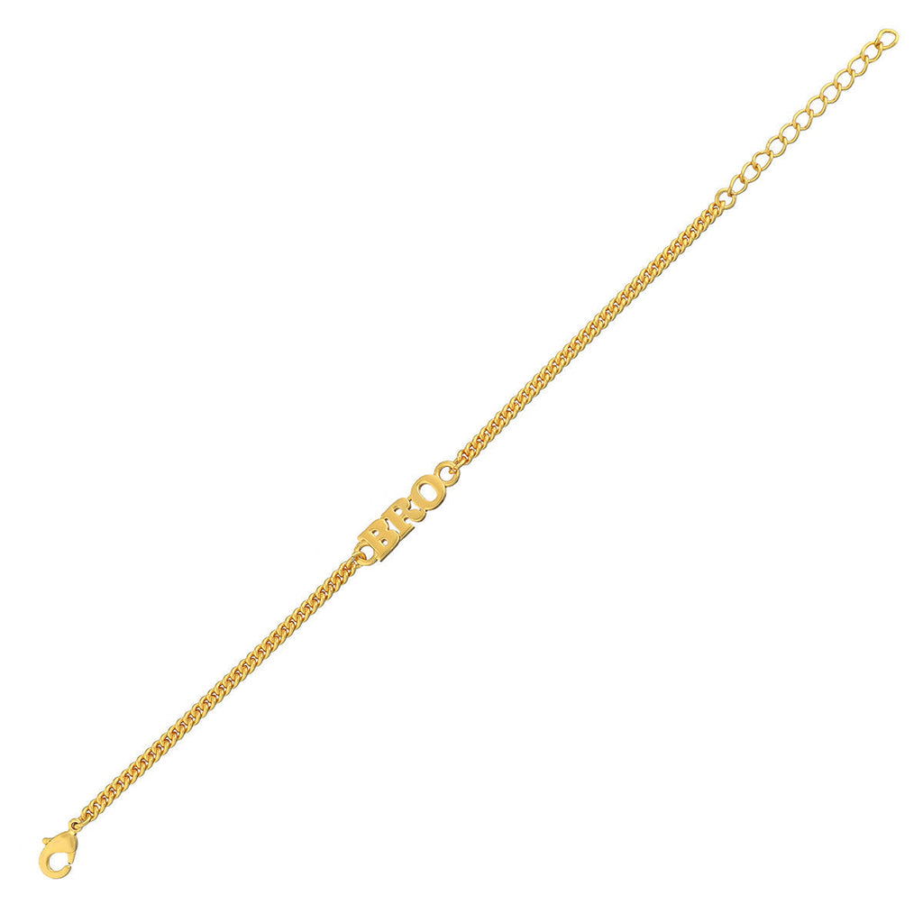 Gold Tone BRO Rakhi Bracelet - Stylish Designer Rakhi for Brother