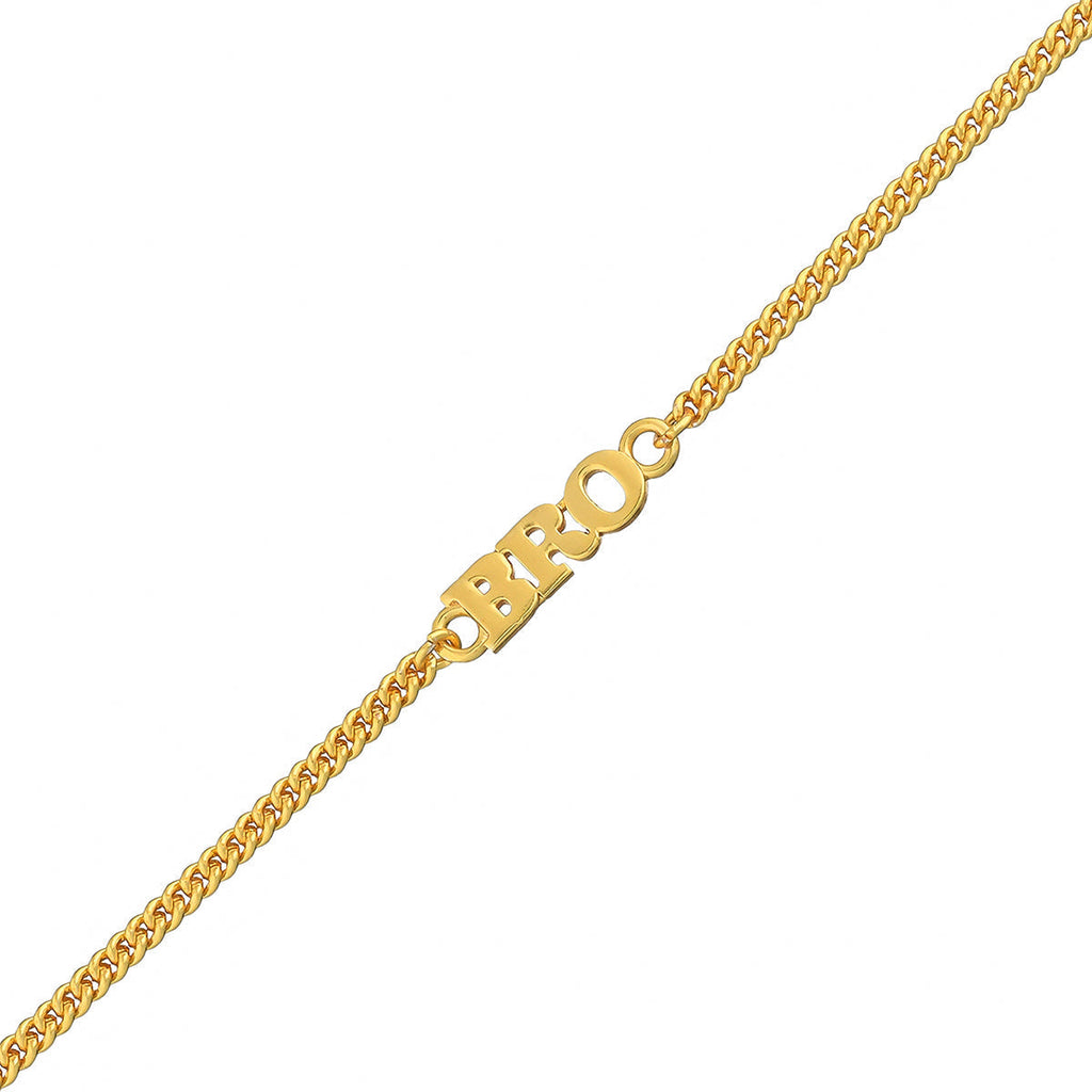 Gold Tone BRO Rakhi Bracelet - Stylish Designer Rakhi for Brother