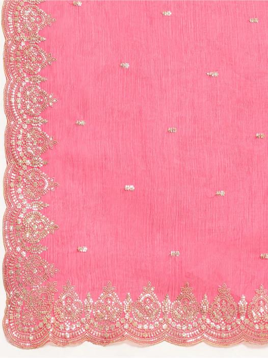Pink Embroidered Jimmy Choo Organza Party Wear Saree