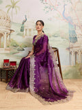 Purple Embroidered Jimmy Choo Organza Party Wear Saree with Blouse