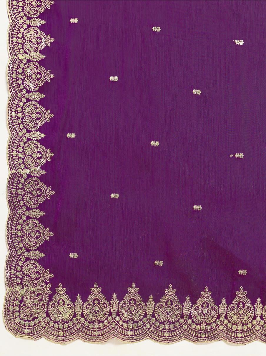Purple Embroidered Jimmy Choo Organza Party Wear Saree with Blouse