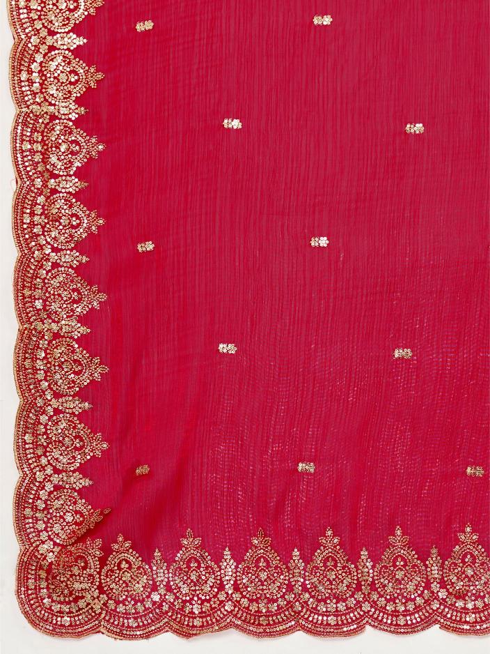 Red Embroidered Jimmy Choo Organza Party Wear Saree with Blouse