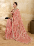Peach Party Wear Jimmy Choo Saree with Sequin Embroidery