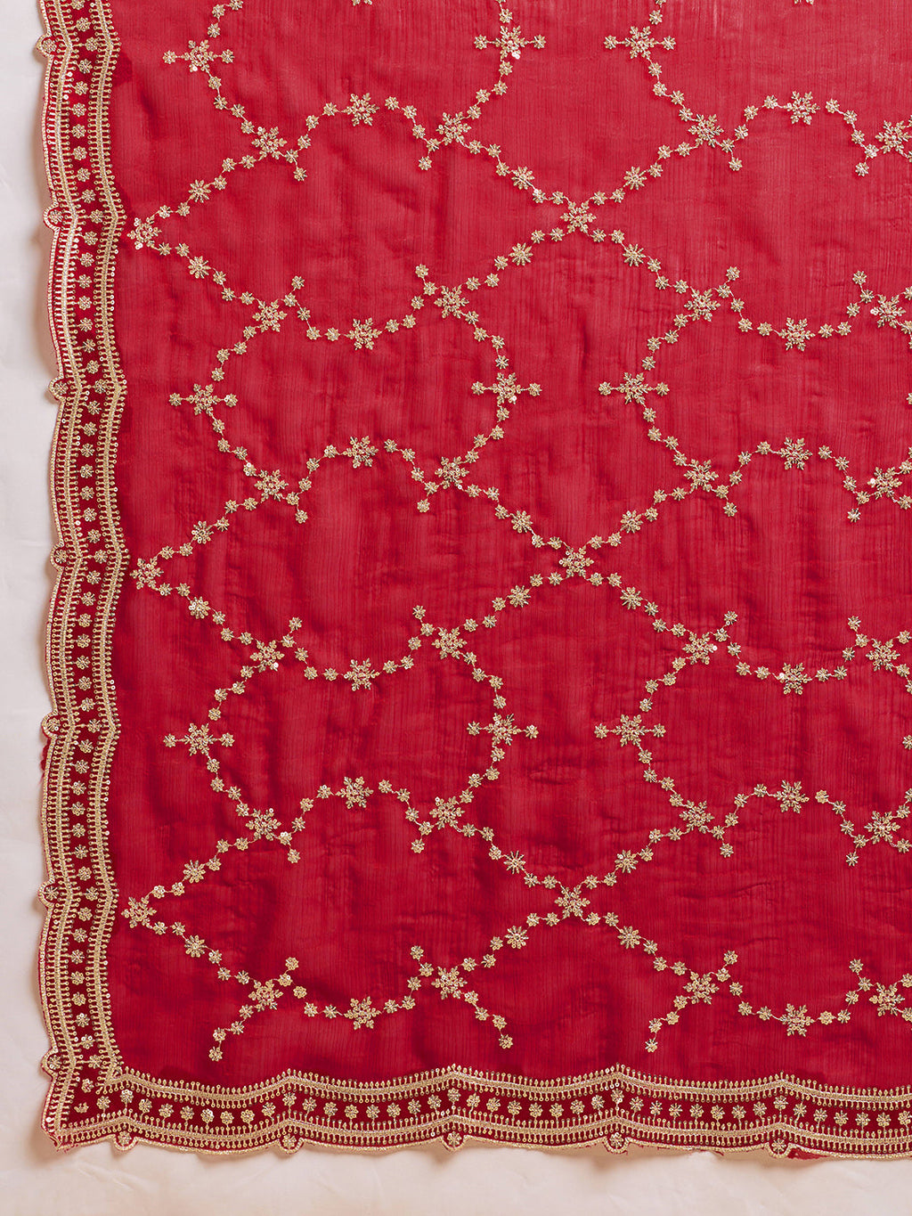 Red Jimmy Choo Party Wear Saree with Sequin Embroidery