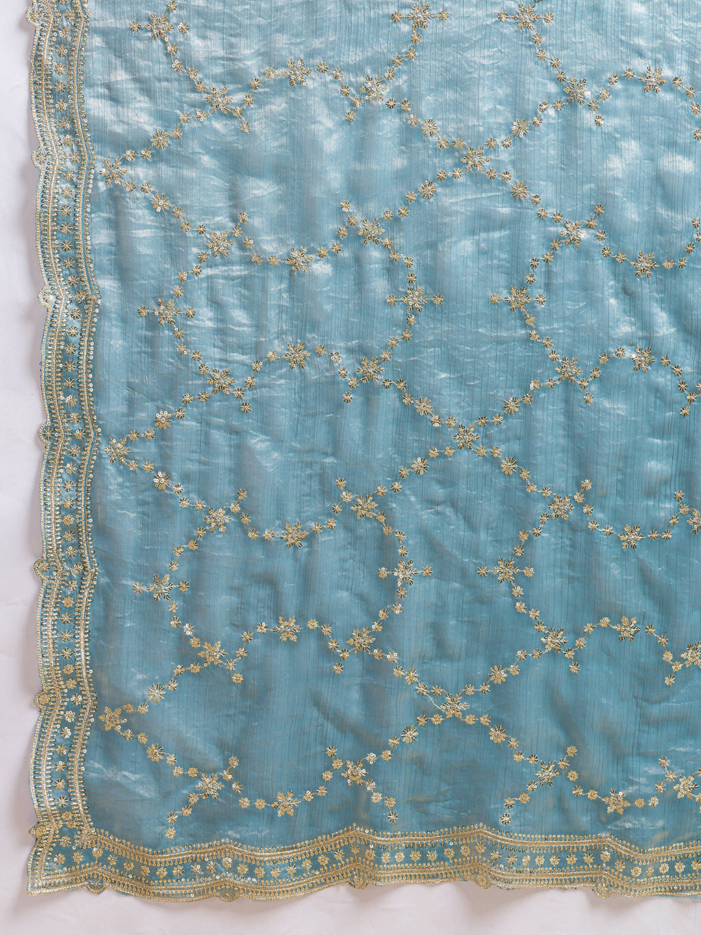 Sky Blue Jimmy Choo Party Saree with Sequin Embroidery