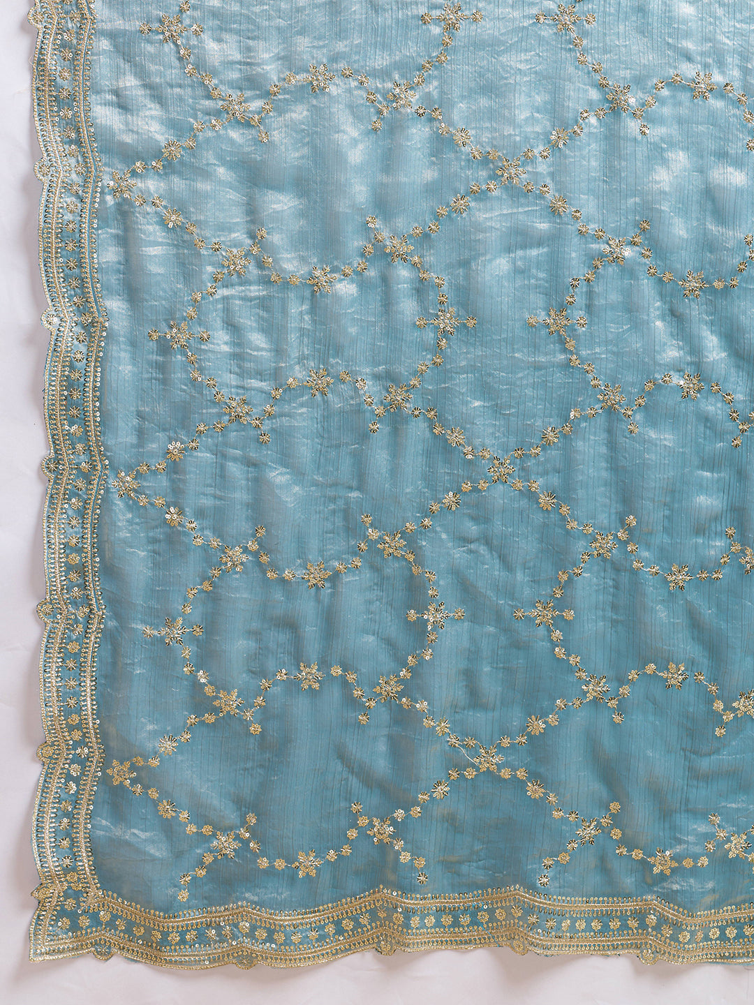 Sky Blue Jimmy Choo Party Saree with Sequin Embroidery