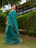 Sky Blue Georgette Party Wear Saree with Unstitched Blouse