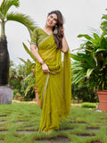 Mint Green Georgette Party Wear Embroidered Saree