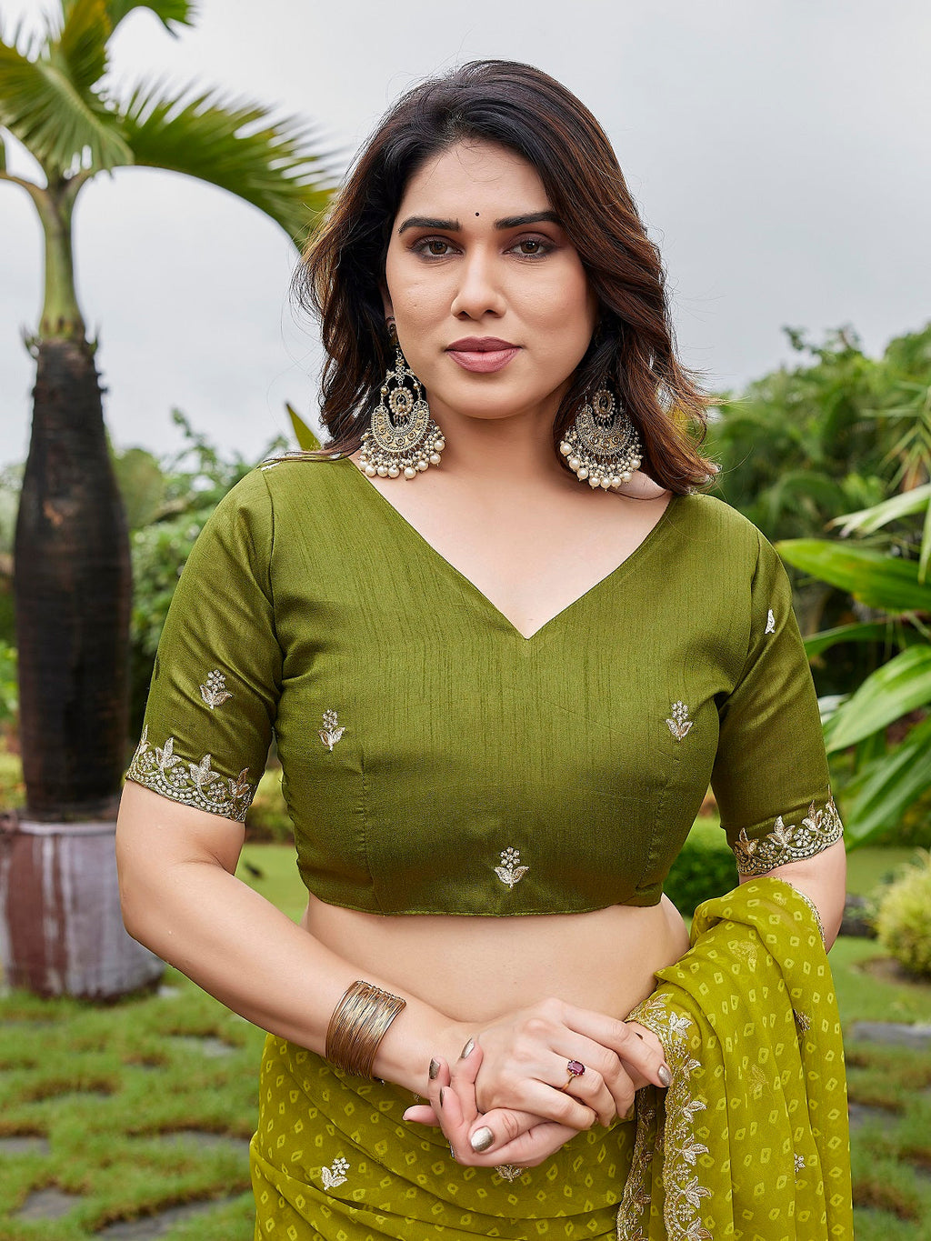 Mint Green Georgette Party Wear Embroidered Saree